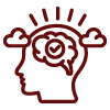 Icon of a head with a brain inside, symbolizing intelligence or thought.