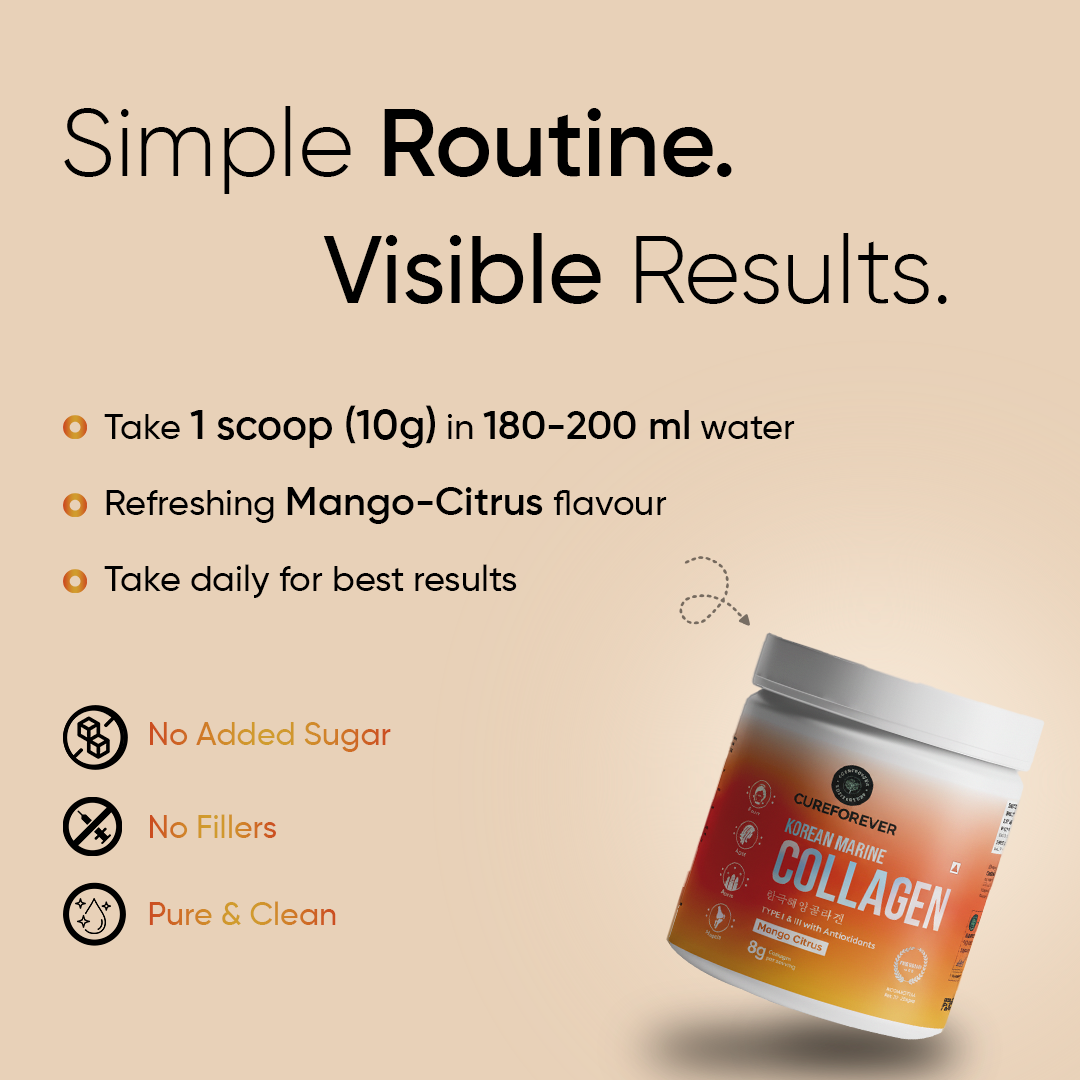 Korean Marine Collagen (Mango Citrus) | Vitamin C, Grape Seed, Green Tea & Taurine