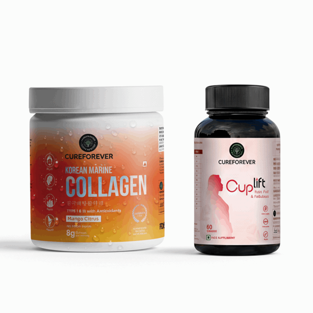 Glow & Lift Combo | Korean Marine Collagen & Cuplift | Youthful, glowing skin + enhanced curves in one smart combo CUREFOREVER