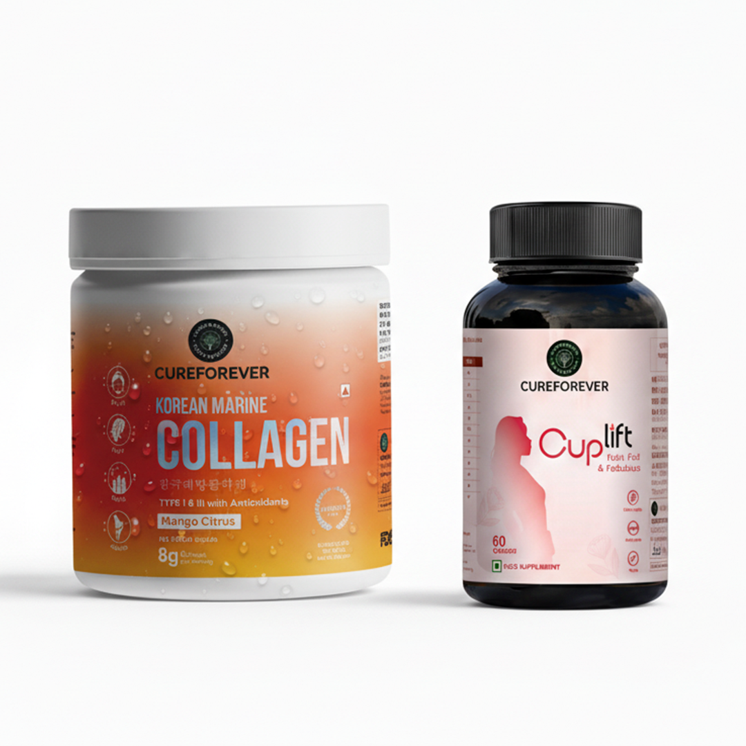 Glow & Lift Combo | Korean Marine Collagen & Cuplift | Youthful, glowing skin + enhanced curves in one smart combo CUREFOREVER