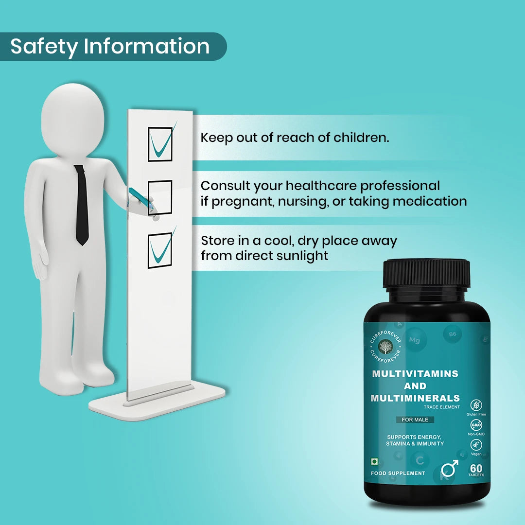 CureForever - Multivitamin, Multi Mineral, and Trace Elements Tablets for Men