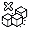 Icon of two cubes with a cross mark, possibly indicating deletion or removal.