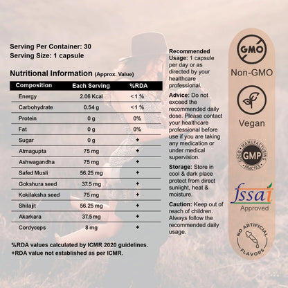 CureForever Mate – Men Power Capsule | 30 Capsules Natural Testosterone Booster for Stamina, Vitality & Performance