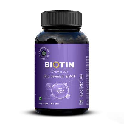 Biotin Tablets with Zinc, Selenium & MCT | For Hair, Skin & Nails CUREFOREVER