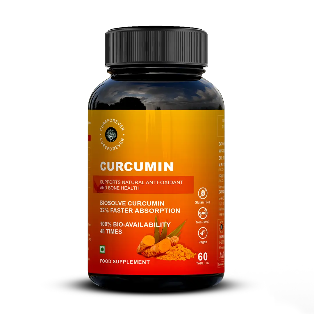 Curcumin | 600mg with BioPerine | 100% Bio-availability | 32% Faster Absorption CUREFOREVER