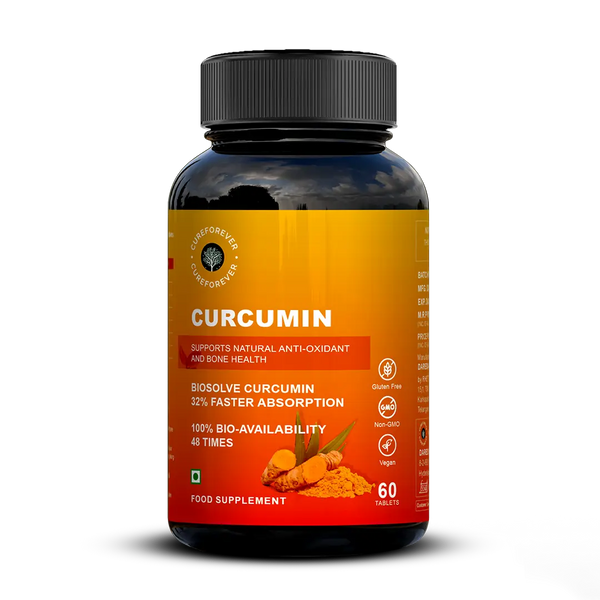 Curcumin | 600mg with BioPerine | 100% Bio-availability | 32% Faster Absorption CUREFOREVER
