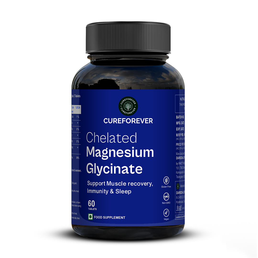 Magnesium Glycinate – For Sleep, Muscle & Wellness | 60 tablets CUREFOREVER