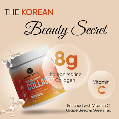 Korean Marine Collagen (Mango Citrus) | Vitamin C, Grape Seed, Green Tea & Taurine CUREFOREVER