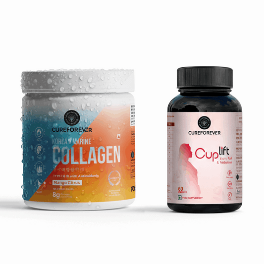 Glow & Lift Combo | Korean Marine Collagen & Cuplift | Youthful, glowing skin + enhanced curves in one smart combo CUREFOREVER