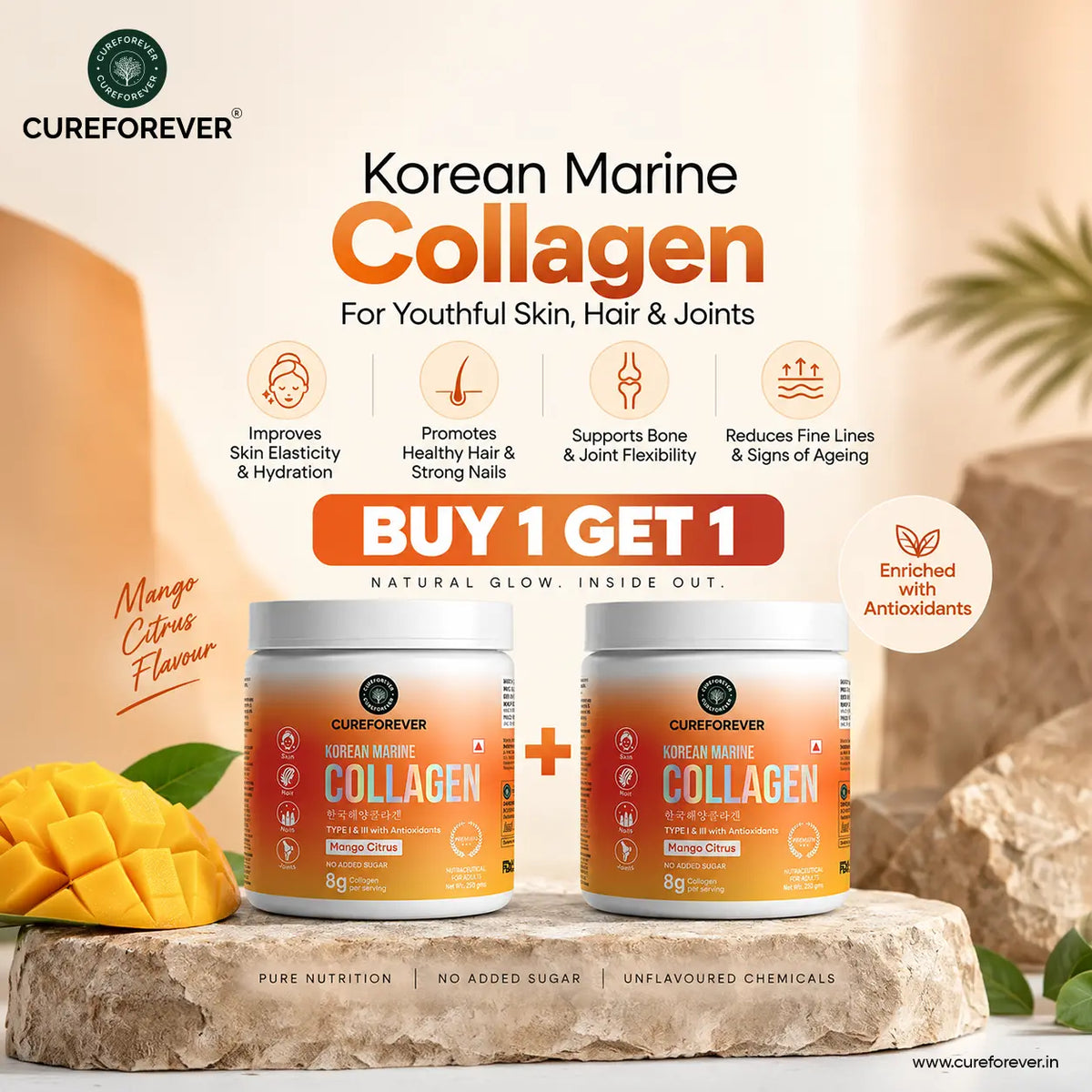 Korean Marine Collagen (Mango Citrus) Powder | BUY 1 GET 1