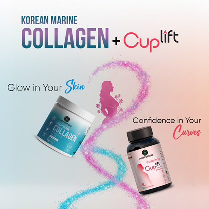 CUREFOREVER - Glow & Lift Combo | Korean Marine Collagen & Cuplift | Youthful, glowing skin + enhanced curves in one smart combo