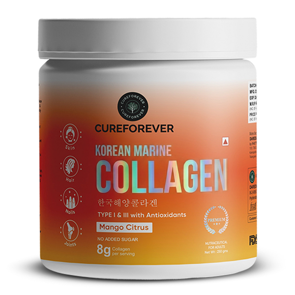 Korean Marine Collagen (Mango Citrus) | Vitamin C, Grape Seed, Green Tea & Taurine CUREFOREVER