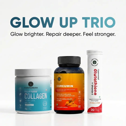 Glow Up Combo - Korean Marine Collagen (Unflavoured) + Liposomal Glutathione  + Curcumin