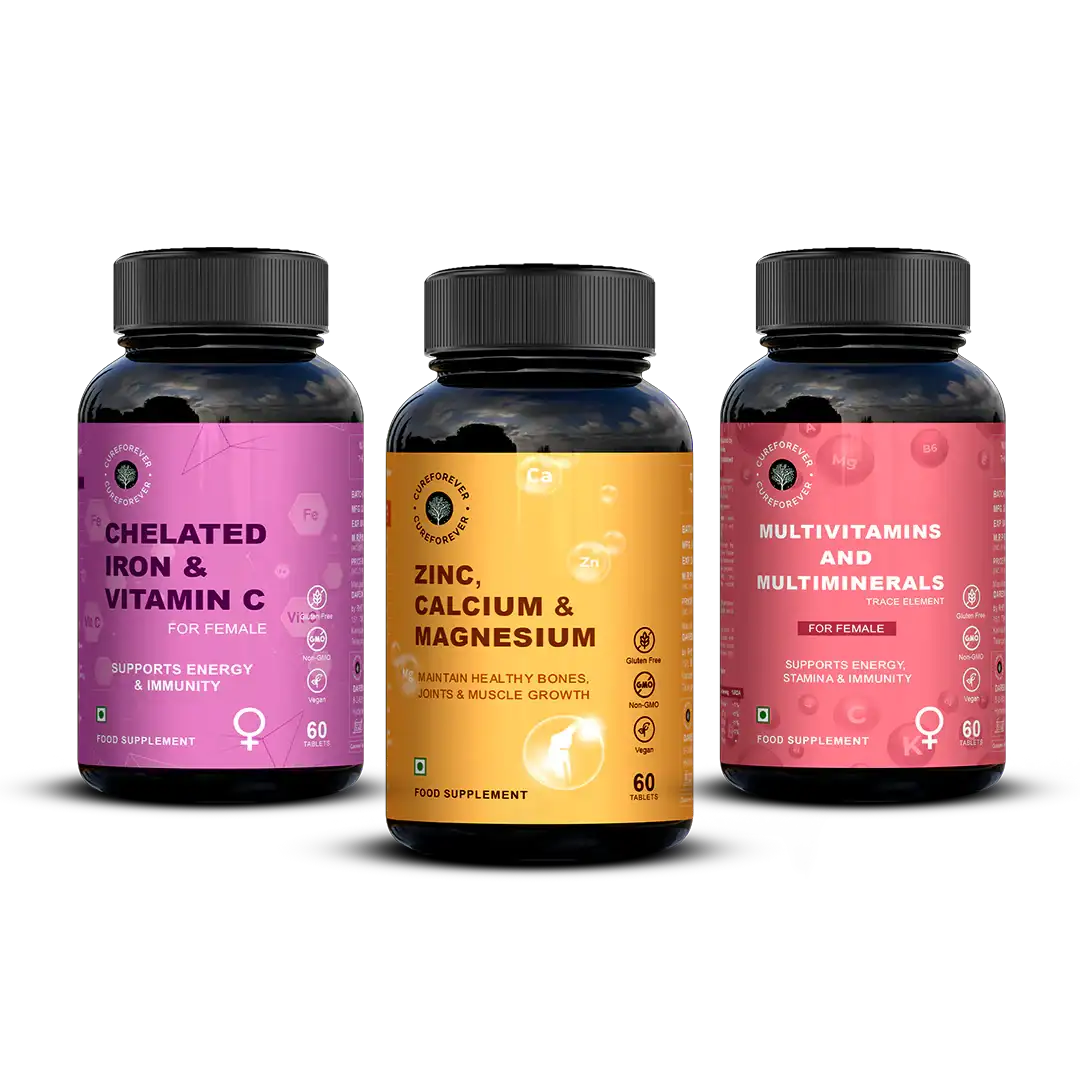 Women’s Health Combo | ZMC, Iron, Multivitamin & Multiminerals CUREFOREVER