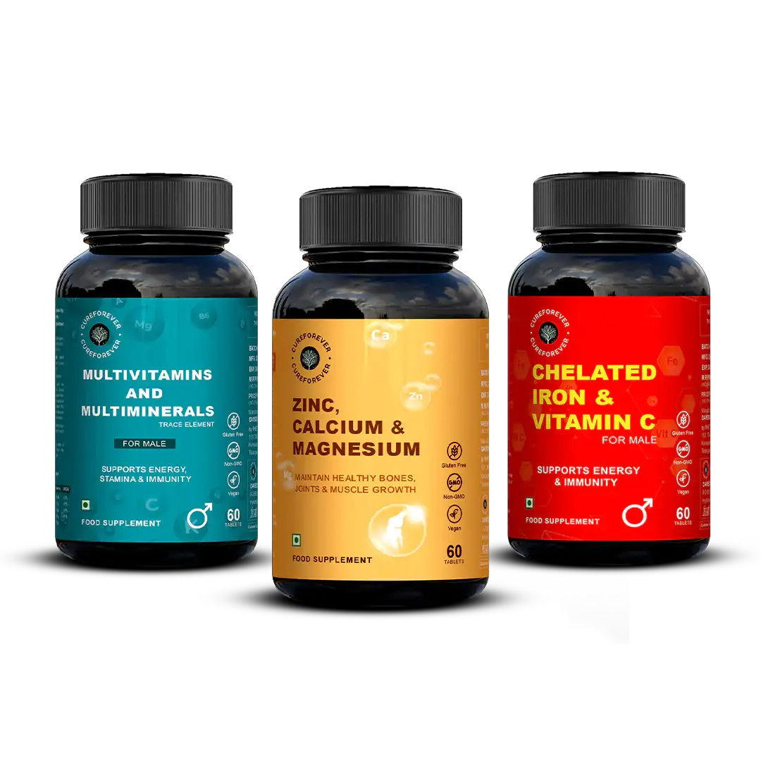 Men’s Health Combo | ZMC, Iron, Multivitamin & Multiminerals CUREFOREVER