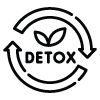 Detox logo with circular arrows and a leaf symbol