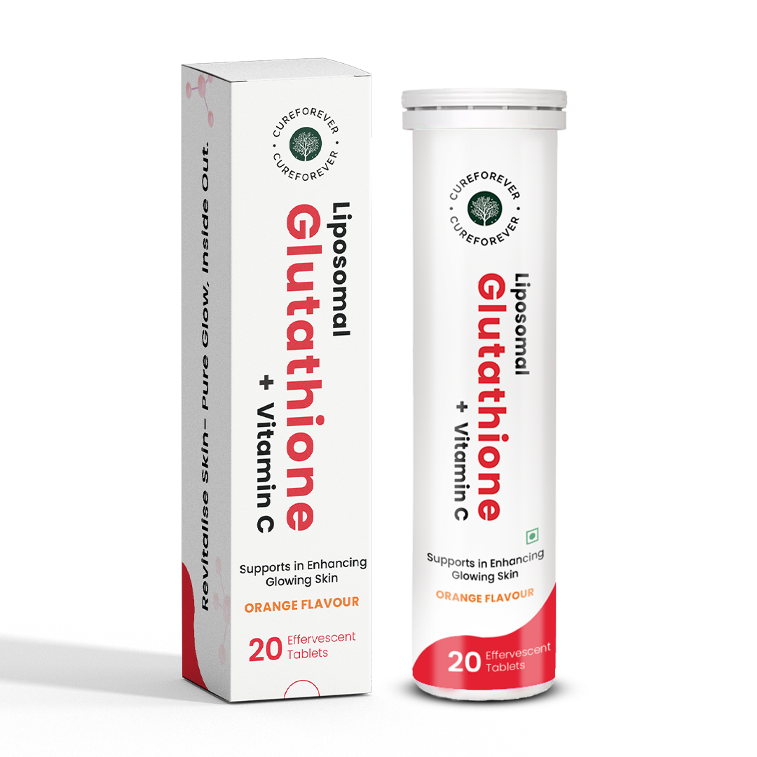 Liposomal Glutathione + Vitamin C | Effervescent Tablets for Skin Glow and Brightening CUREFOREVER
