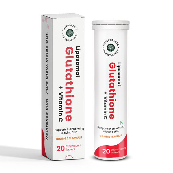 Liposomal Glutathione + Vitamin C | Effervescent Tablets for Skin Glow and Brightening CUREFOREVER