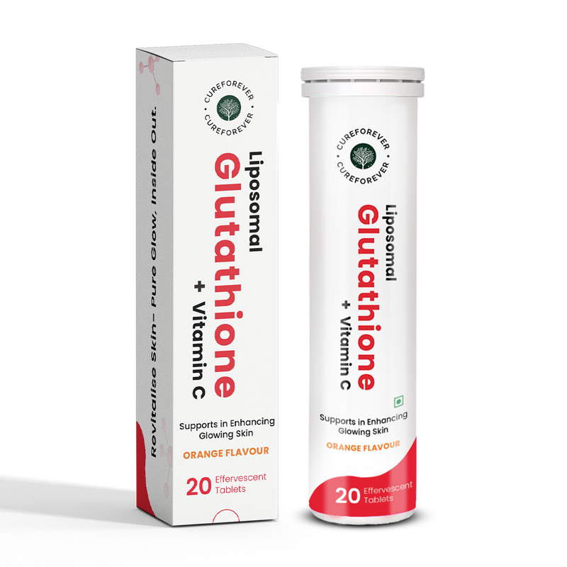 Liposomal Glutathione + Vitamin C | Effervescent Tablets for Skin Glow and Brightening CUREFOREVER