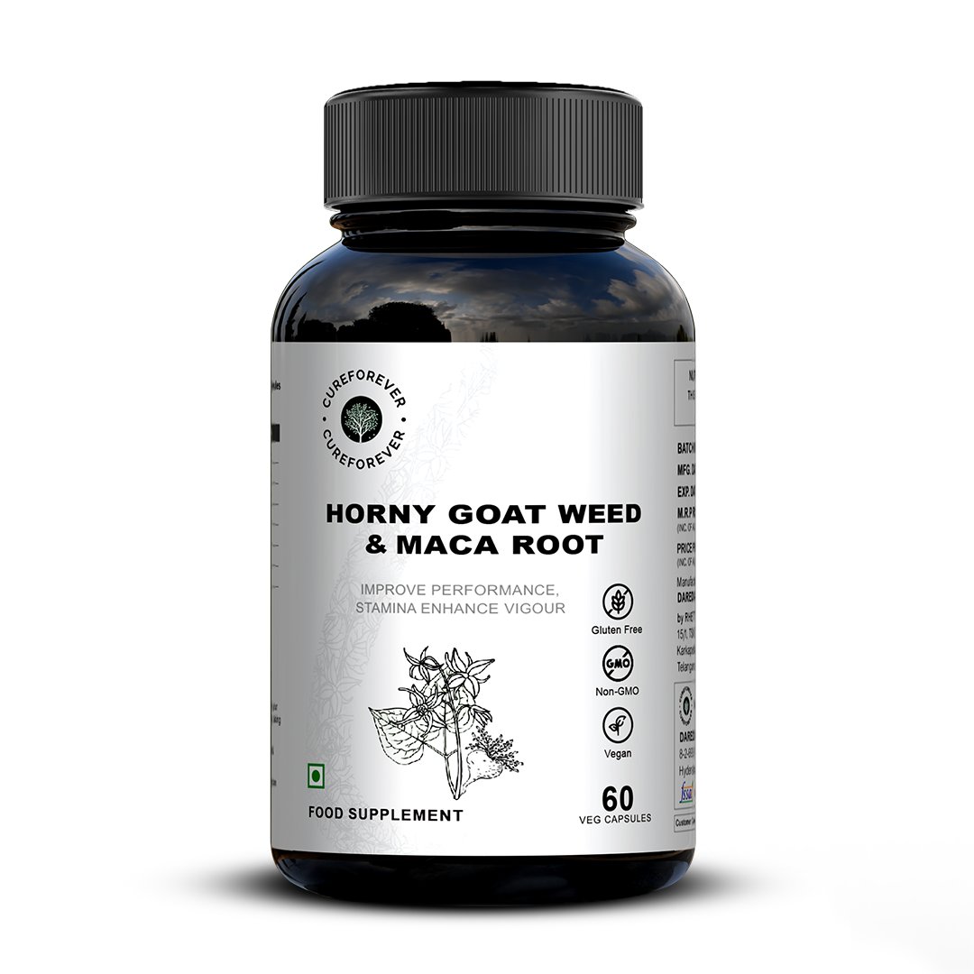 Horny Goat Weed & Maca Root Combo | Enhances Performance, Stamina & Vigour CUREFOREVER