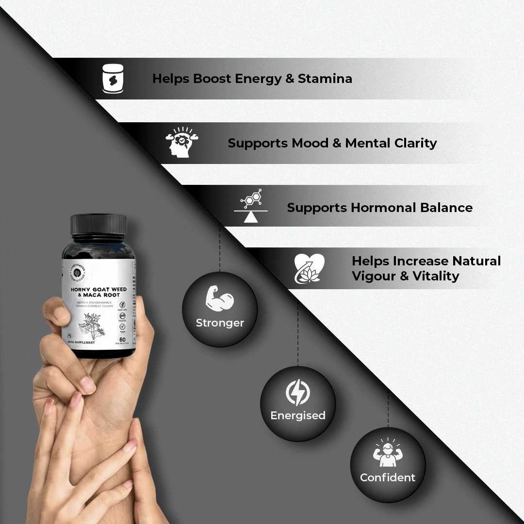 Horny Goat Weed & Maca Root Combo | Enhances Performance, Stamina & Vigour CUREFOREVER