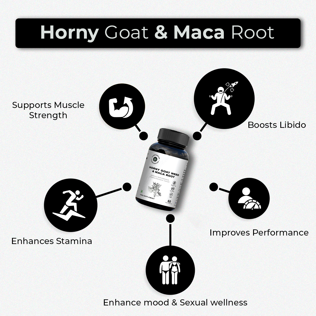 Horny Goat Weed & Maca Root Combo | Enhances Performance, Stamina & Vigour CUREFOREVER