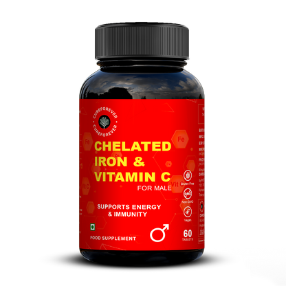 Chelated Iron & Vitamin C Tablets | For Men CUREFOREVER