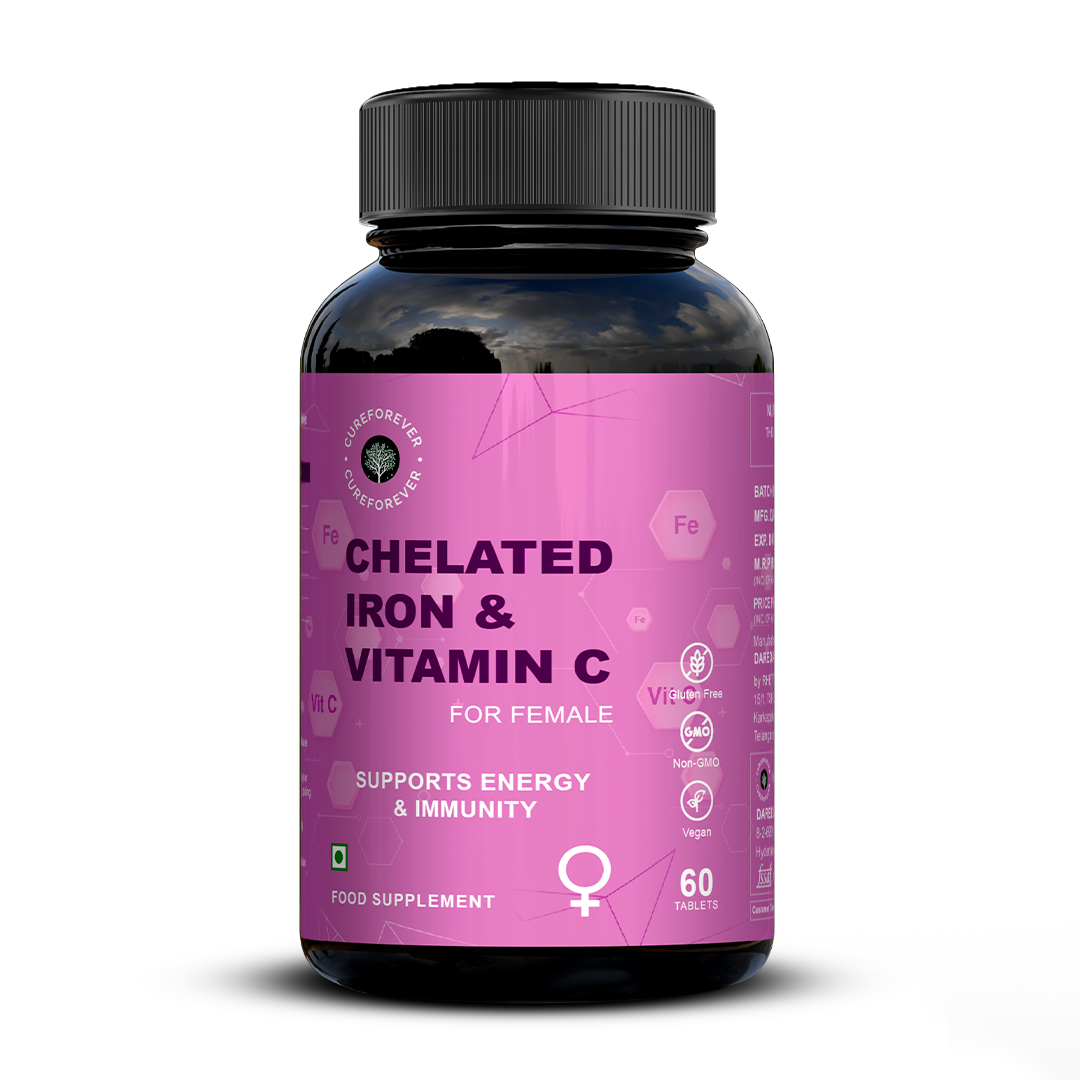 Chelated Iron & Vitamin C Tablets | For Women CUREFOREVER