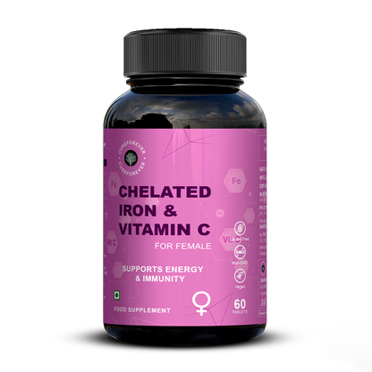 Chelated Iron & Vitamin C Tablets | For Women CUREFOREVER