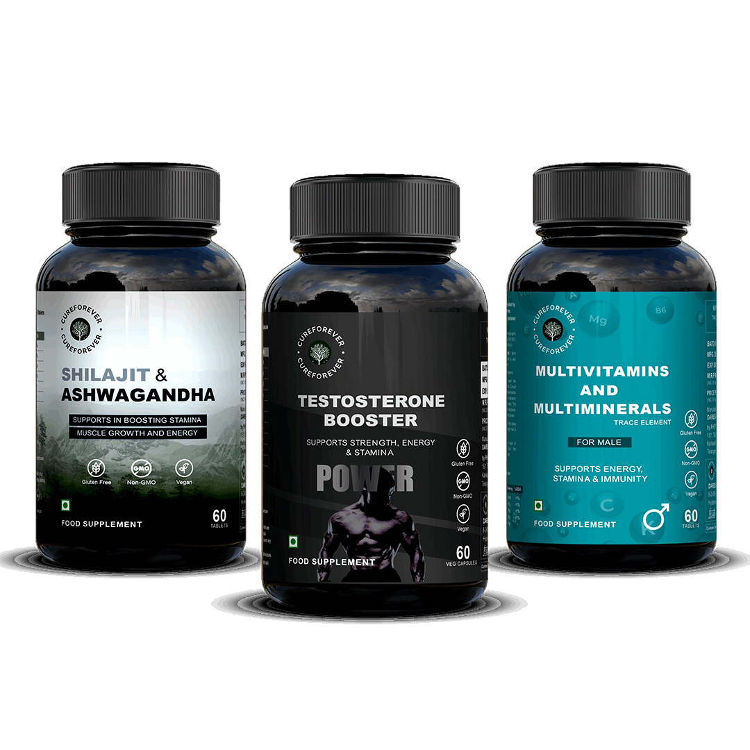 Everyday Essentials for Men | Multivitamins, Shilajit + Ashwagandha, Testosterone Booster CUREFOREVER