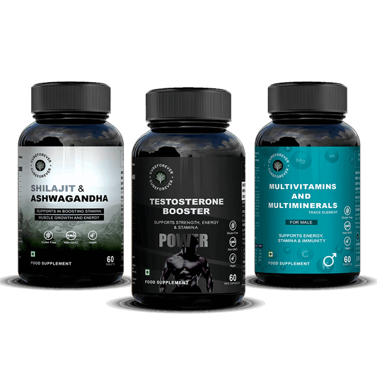 Everyday Essentials for Men | Multivitamins, Shilajit + Ashwagandha, Testosterone Booster CUREFOREVER