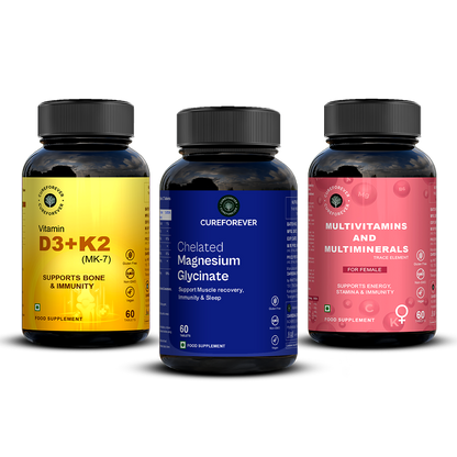 Everyday Essentials for Women | Multivitamin, Multimineral, Vitamin D3+K2, Magnesium Glycinate