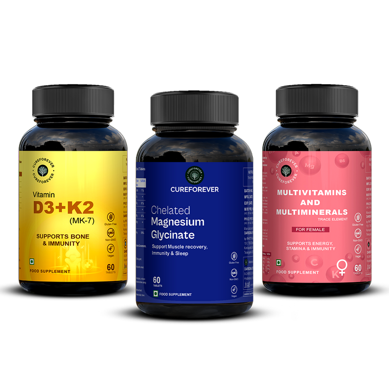 Everyday Essentials for Women | Multivitamin, Multimineral, Vitamin D3+K2, Magnesium Glycinate