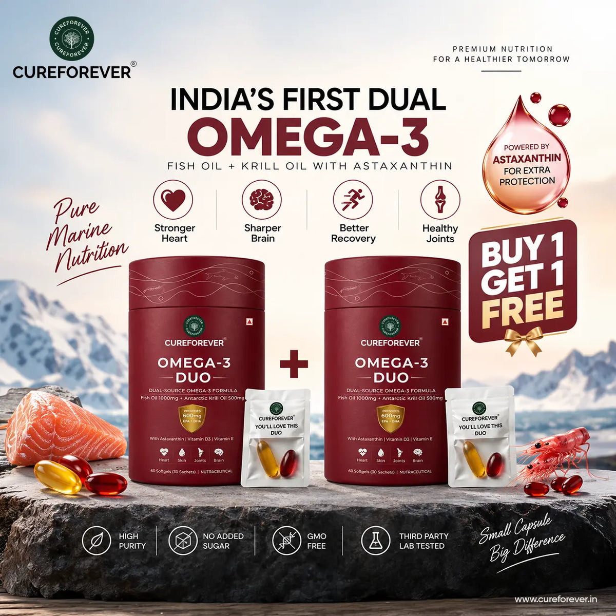 Omega 3 DUO (Omega + Krill Oil) | BUY 1 GET 1