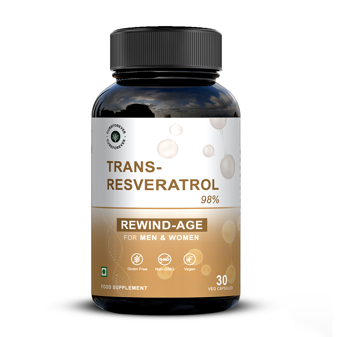Trans Resveratrol Capsules | 98% Pure Antioxidant CUREFOREVER