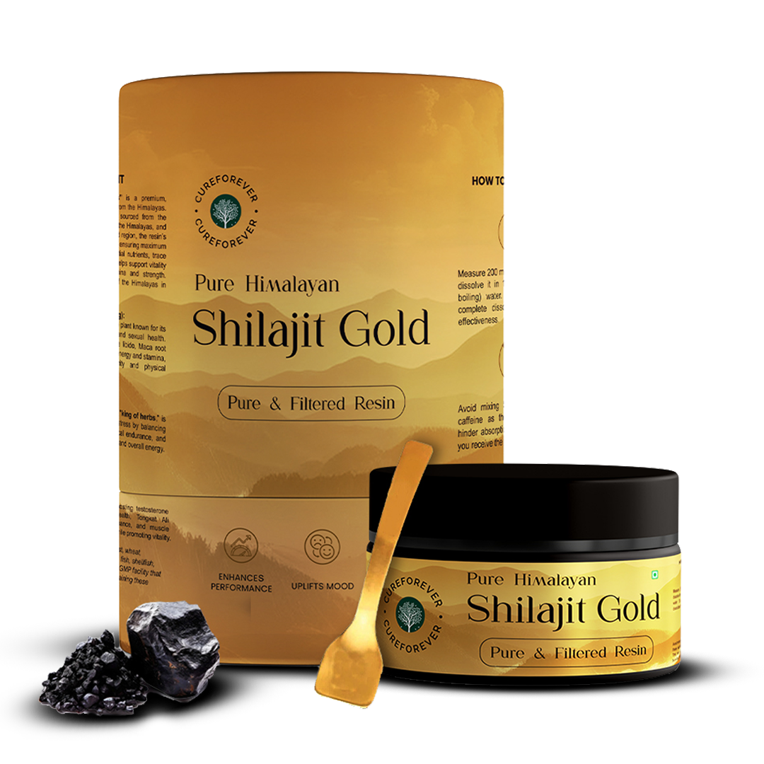 Pure Himalayan Shilajit Gold Resin | Stamina, Natural Energy & Wellness Boost | 24 Karat Gold CUREFOREVER