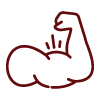 Illustration of a flexed arm muscle with a red outline on a white background