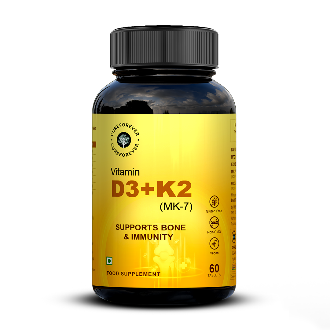 Vitamin D3 + K2 MK7 57 mcg | Bone & Heart Health CUREFOREVER