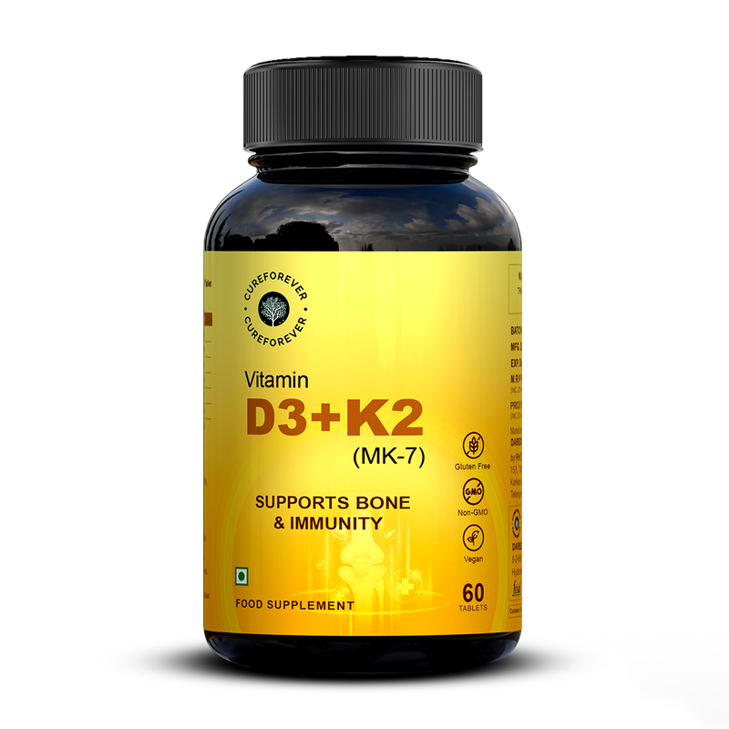 Vitamin D3 + K2 MK7 57 mcg | Bone & Heart Health CUREFOREVER