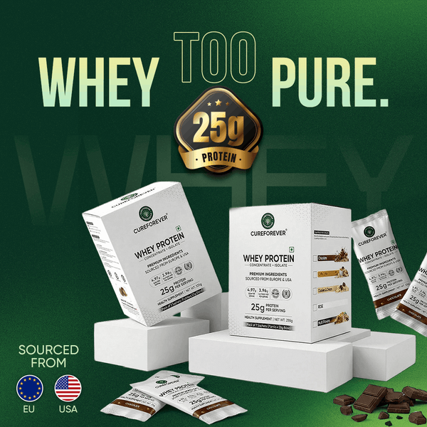 WHEY PROTEIN Concentrate + Isolate  7 SACHETS - (Chocolate Flavour)