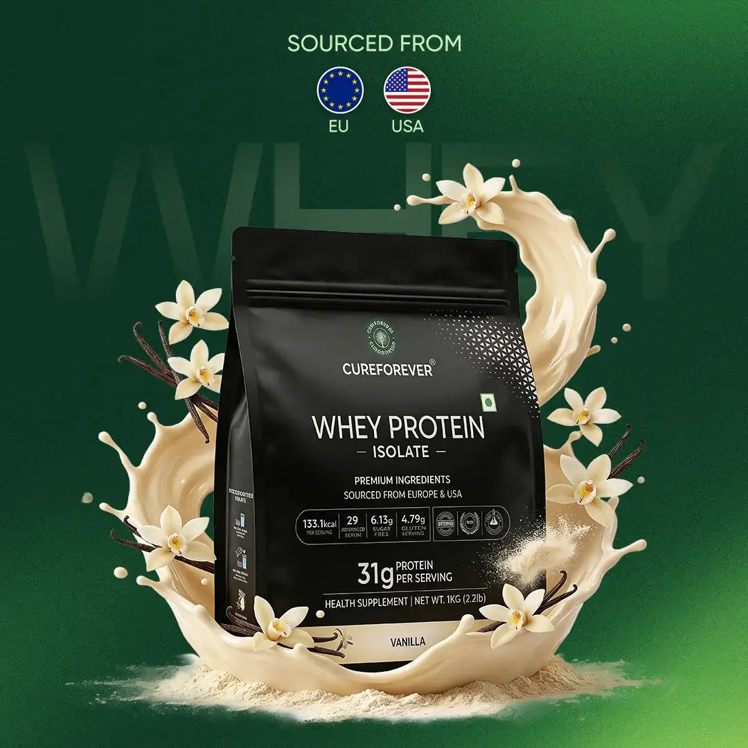 Whey protein isolate package (vanilla) | cureforever.in