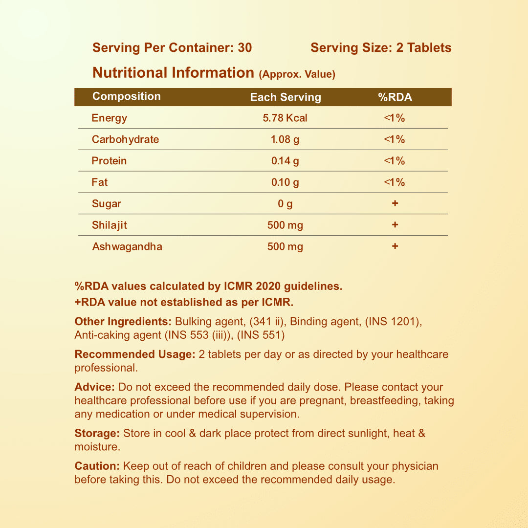 CureForever - Shilajit & Ashwagandha Tablets 1000mg/Serving