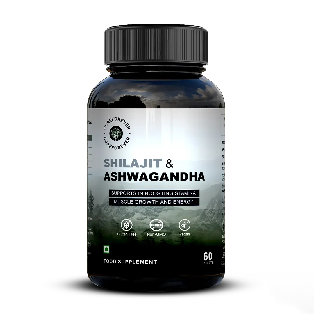 Shilajit & Ashwagandha Tablets | 1000mg/serving CUREFOREVER