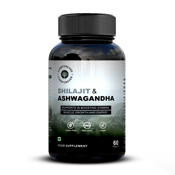 Shilajit & Ashwagandha Tablets | 1000mg/serving CUREFOREVER