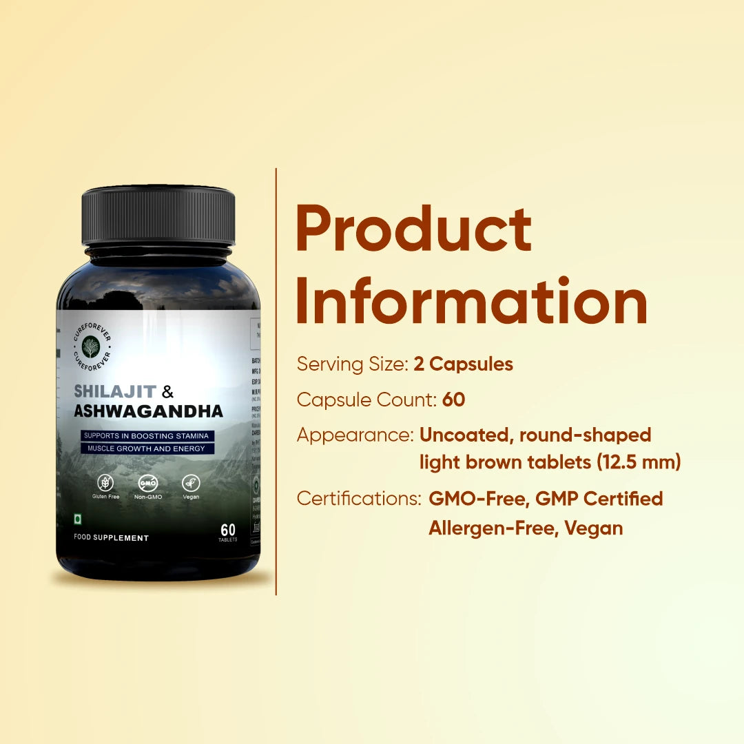 CureForever - Shilajit & Ashwagandha Tablets 1000mg/Serving